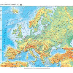 Mapa fizyczna Europy z elementami ekologii - mapa ścienna 200 x 150 cm