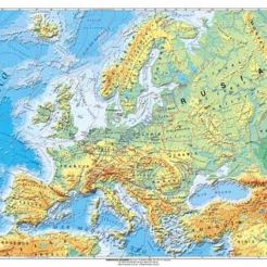 Europa física - mapa ścienna w języku hiszpańskim 150 x 200 cm