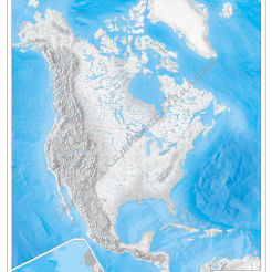 Mapa konturowa Ameryki Północnej i Środkowej - ścienna mapa ćwiczeniowa 160 x 120 cm