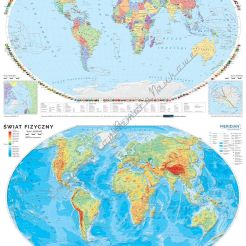 DUO Świat polityczny / fizyczny z elementami ekologii - dwustronna mapa ścienna (2021)