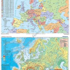 DUO Europa fizyczna z elementami ekologii / Europa polityczna (2017) - dwustronna mapa ścienna