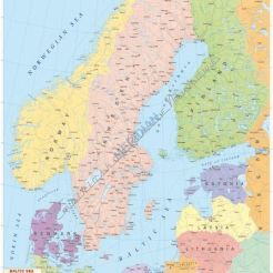Baltic Sea political - mapa ścienna w języku angielskim 150 x 200 cm