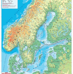 Kraje basenu Morza Bałtyckiego - ścienna mapa fizyczna