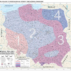 Mapa Polski z podziałem na strefy obciążenia śniegiem - mapa ścienna 120 x 160 cm