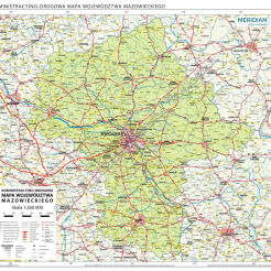 Województwo mazowieckie - ścienna mapa administracyjno-drogowa