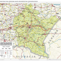 Województwo podkarpackie - ścienna mapa administracyjno-drogowa