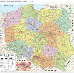 Mapa administracyjno-drogowa Polski - mapa ścienna 150 x 200 cm