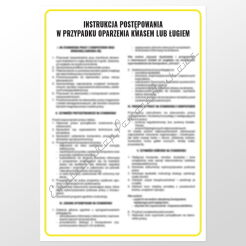 Instrukcja BHP - Instrukcja postępowania w przypadku oparzenia kwasem lub ługiem