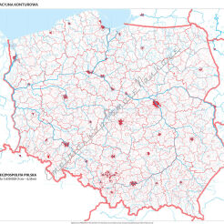 Mapa konturowa Polski administracyjna - ćwiczeniowa mapa ścienna 150 x 200 cm