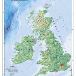 The British Isles Physical - mapa ścienna w języku angielskim