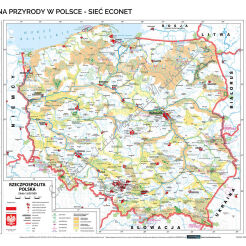 Polska - ochrona przyrody i sieć ECONET - mapa ścienna 120 x 160 cm