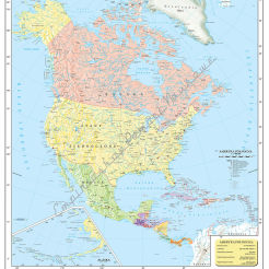 Ameryka Północna i Środkowa - ścienna mapa polityczna 120 x 160 cm