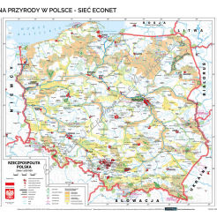 Polska - ochrona przyrody i sieć ECONET - mapa ścienna 150 x 200 cm