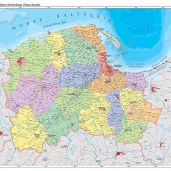Województwo pomorskie - ścienna mapa administracyjna i mapa Kaszub