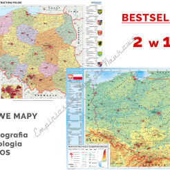 DUO Mapa administracyjna Polski / Polska fizyczna z elementami ekologii - dwustronna mapa ścienna