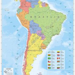 Ameryka Południowa - ścienna mapa polityczna 120 x 160 cm